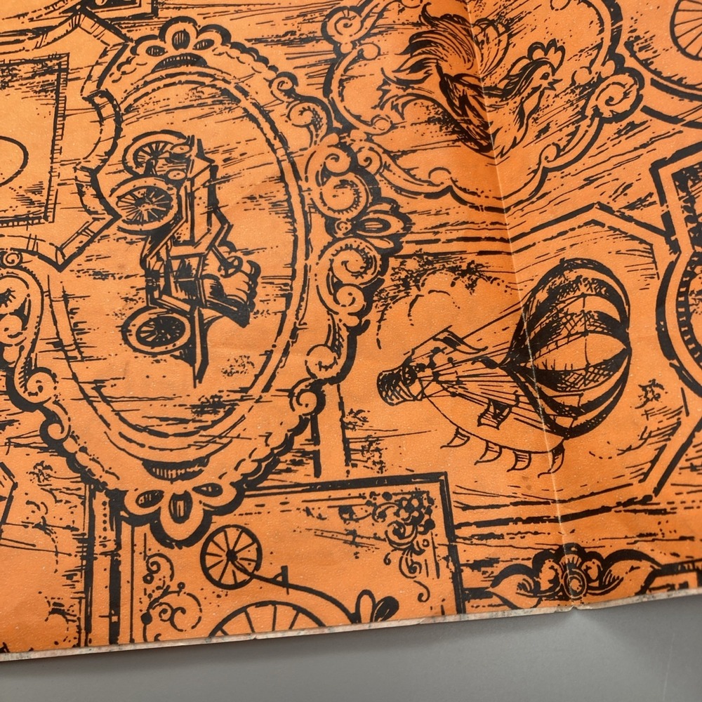 Vintage 1 Sheet 20"x30" Modes Of Transportation Gift Wrap Orange Black - Picture 6 of 9